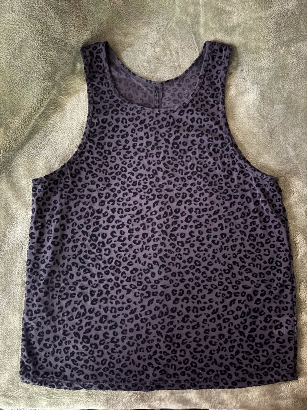 Zyia Athletic Sleeveless Leopard Print Tank Top - Charcoal See Through